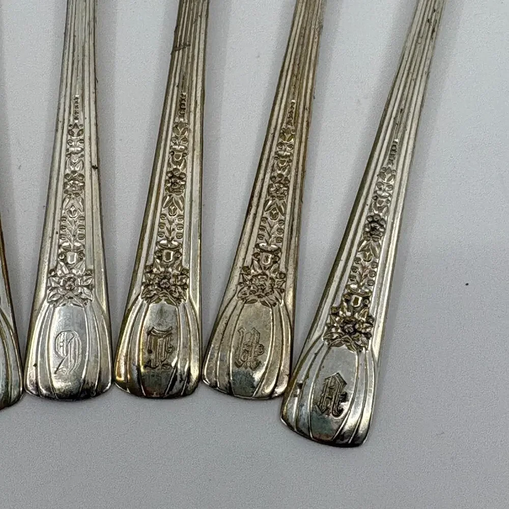 Master Silver Plate Forks Lot Of 6 Monogram D Ornate Floral Flatware
